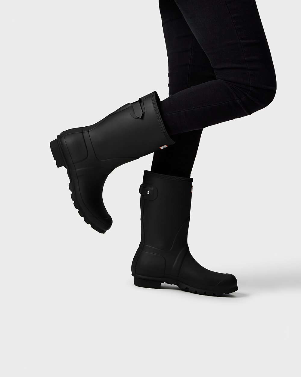 Hunter Mujer Original Back Adjustable - Botas de Lluvia Negras - 659-GDUJSQ